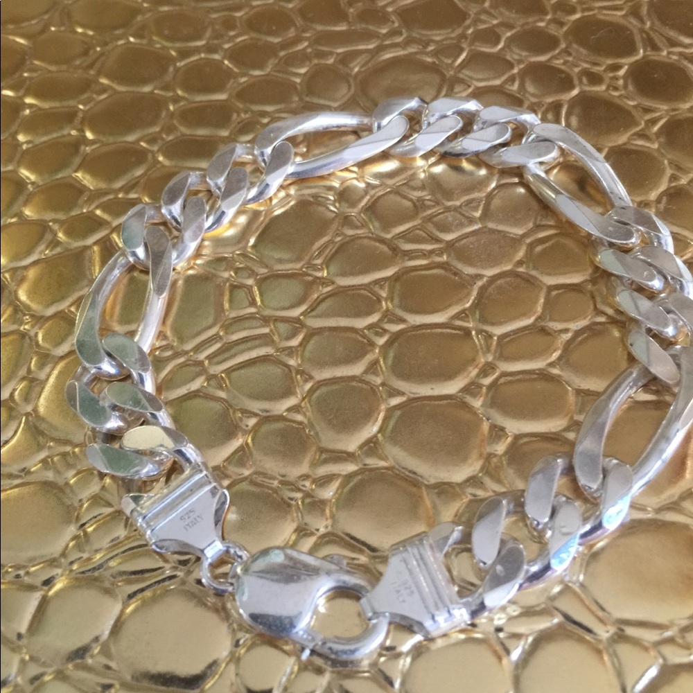 Men’s Sterling Italian Figaro bracelet stamped 925